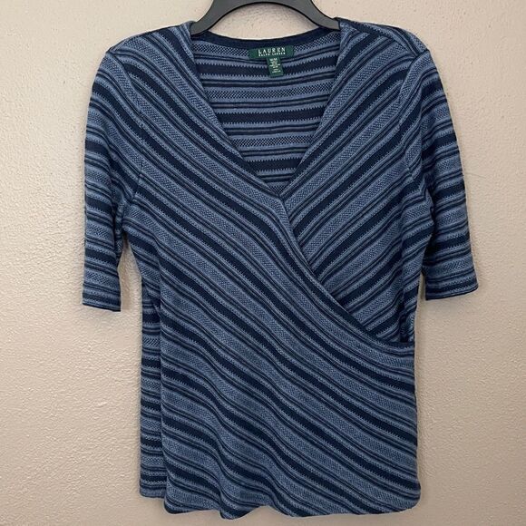 Lauren Ralph Lauren Linen Wrap Top Size M - Picture 1 of 4